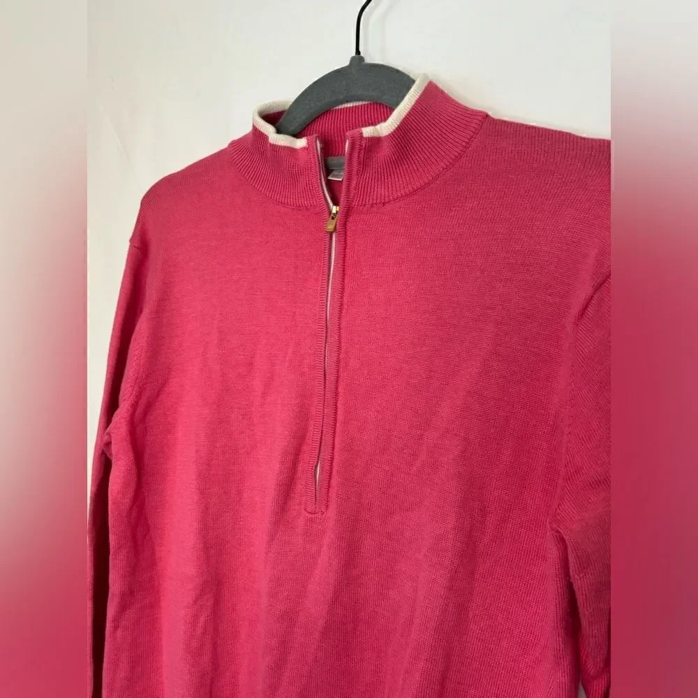 Peter Millar pink quarter zip up long sleeve sweater Size large